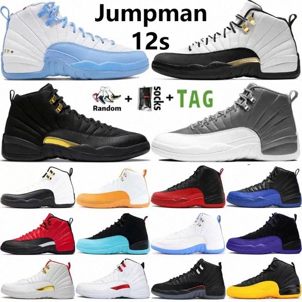 

basketball 12s jumpman 12 men women low cool grey legend blue citrus concord white bred jubilee 25th anniversary mens sports shoes, Black