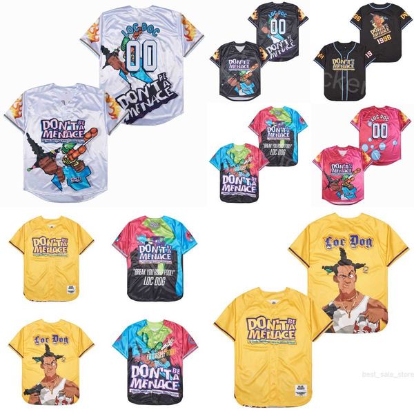 

moive baseball 00 loc doc jerseys dont be a menace 1996 eight ball racing retro all stitched team black white yellow pink cool base cooperst