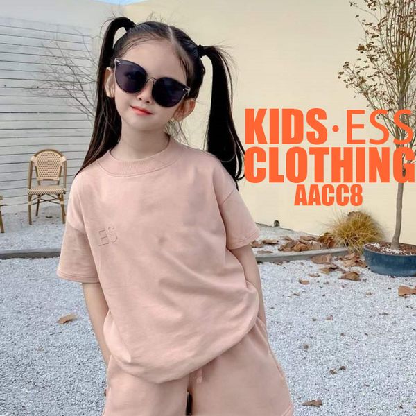 

kids ess baby clothes sets children designer youth boys girls clothing summer sports t-shirt baby suits size 100-140, White