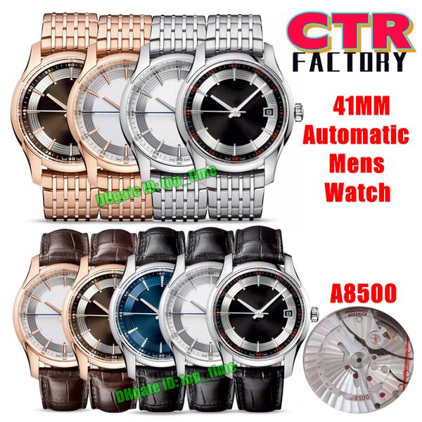

ctr factory watches ctrf 41mm deville 431.30.41.21.01.001 cal.8500 automatic mens watch silver/brown / black/ blue dial stainless steel brac, Slivery;brown