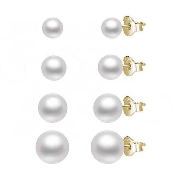 

wedding rings poliva 18k gold plated 925 sterling silver earring stud round white freshwater cultured pearl earrings, Golden