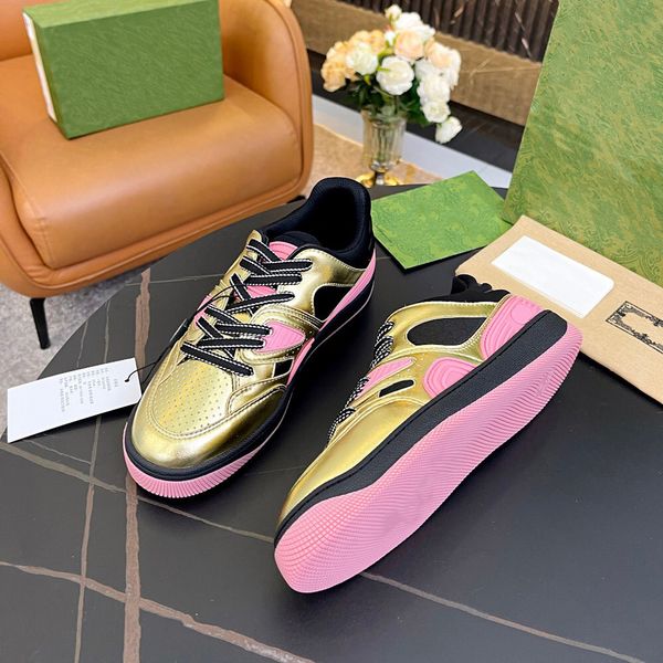 

fashion designer shoes real luxury leather handmade multicolor gradient technical sneakers man women famous shoe casual shoes trainers brand, Black