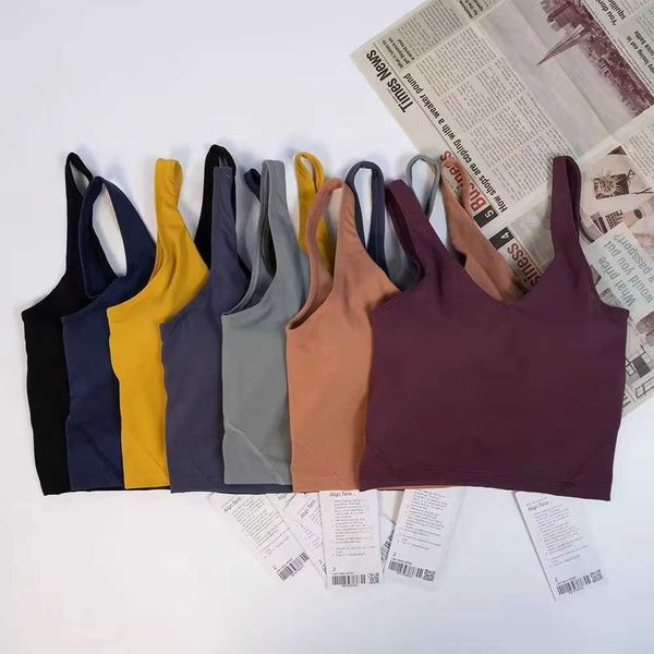 

lulululemens women classic popular fitness bra butter soft women sport tank gym crop yoga vest beauty back shockproof with removable chest p, Gray