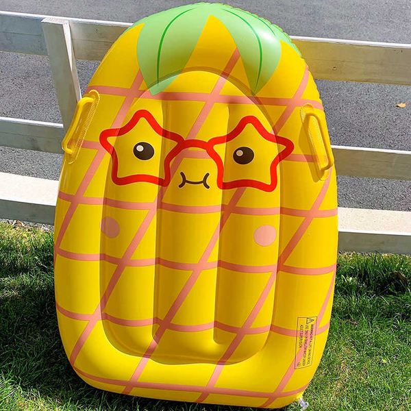 

life vest buoy kids cute cartoon fruits inflatable surfboard buoy kickboard kids safety sea pool surfing board water toys j230424