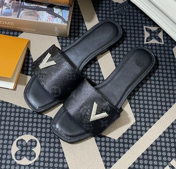 

platform designer slipper men women slippers luxurious sandles pool pillow comfort mule slides platforms sandal for real leather summer shoe, Black