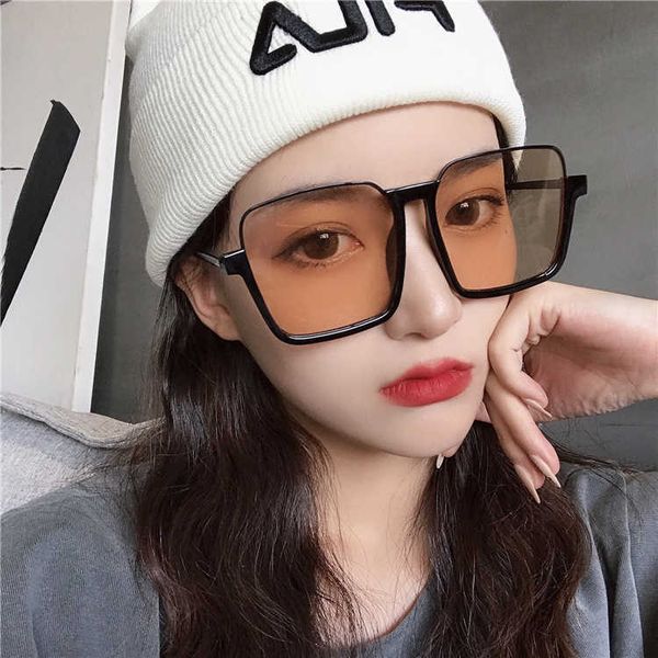 

fashion half-frame sunglasses half frame 2022 fashionable new metal box ins net red anti bluebfld, White;black