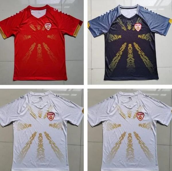 

2023 north macedonia soccer jerseys elmas alioski pandev trajkovski jahovic ristovski musliu 2021 2022 2024 national team home away men kit, Black;yellow