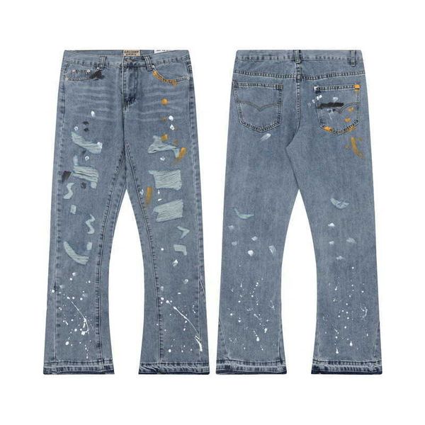 

men's jeans high version gallerys street with women's wash water pants trendy brand t230425, Blue