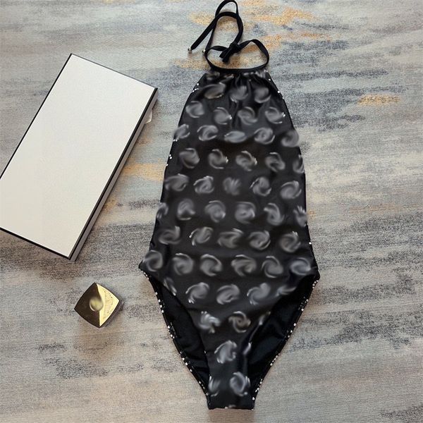

luxury designer swimwear c women's summer elegant black classic strap bikini one piece swimwear