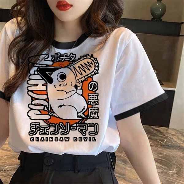 

women's t-shirt chainsaw men's t-shirt women's comics y2k tee girls' comics fun anime clothing 230425, White