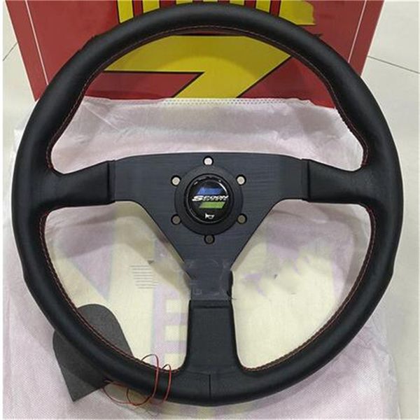 

spoon sport 14inch/350mm black genuine red line leather drift sport steering wheel