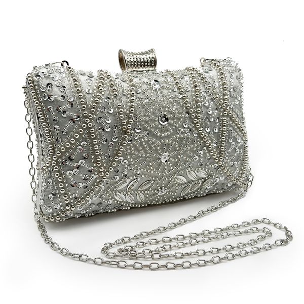 

evening bags dg peafowl frame women formal sliver beaded purses and handbags bridal sequins clutch cocktail party bag 230424