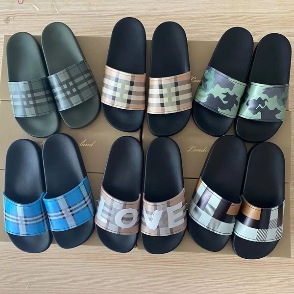 

archive beige check furley slides rubber slippers love mule waterfront men women platform sandals designer shoes summer fashion wide flat th, Black