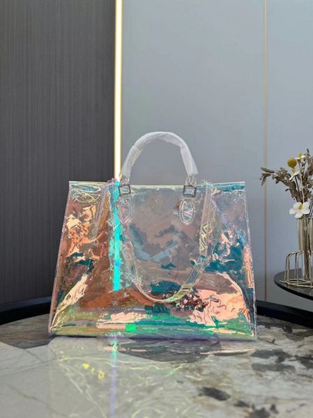 

beach handbag women shoulder bag designer jelly bags fashion tote handbag large travel bags flower printed transparent material handbag luxu