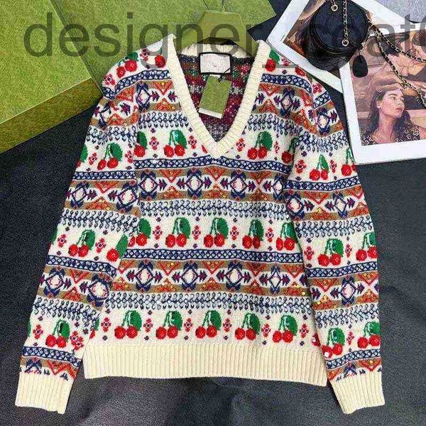 

women's knits & tees designercherry hook flower pattern beads embellished wool knitted cardigan 2022 new fashion loose men's and w, White