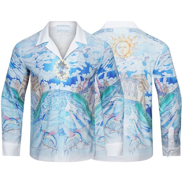 

2023 casablanc-s 22ss luxury silk casual shirt mens hip hop long sleeve tshirt designer shirts fashion medusa co branded cardigan jacket spr, White;black