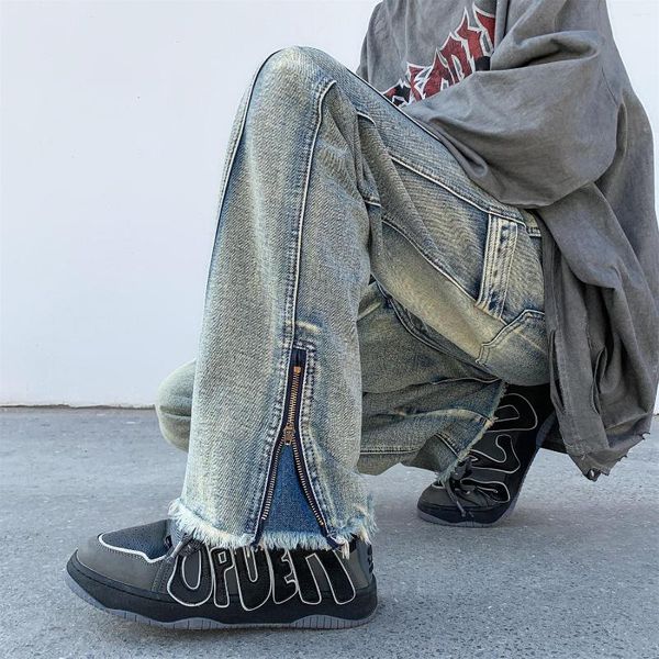 

Men's Jeans Spring High Street Men Harajuku Fashion Design Oversized Denim Pants For Male 2023 Hip Hop Casual 5XL Trousers, Black