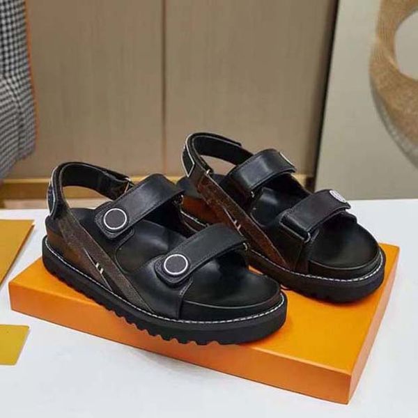 

luxury woman sandals crystal calf leather classic presbyopia casual slipper designer women platform sandal size 35-42 with box, Black