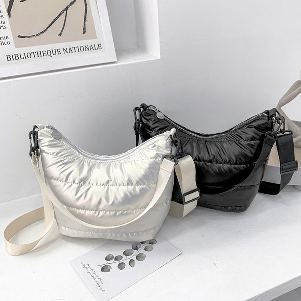 

evening bags winter space women's handbags padded quilted crossbody for women trend fashion female hobos shoulder messenger bag 230424