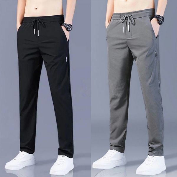

men's pants men's casual trousers spring summer solid color fashion pocket applique full length male work pants straight pantalon, Black