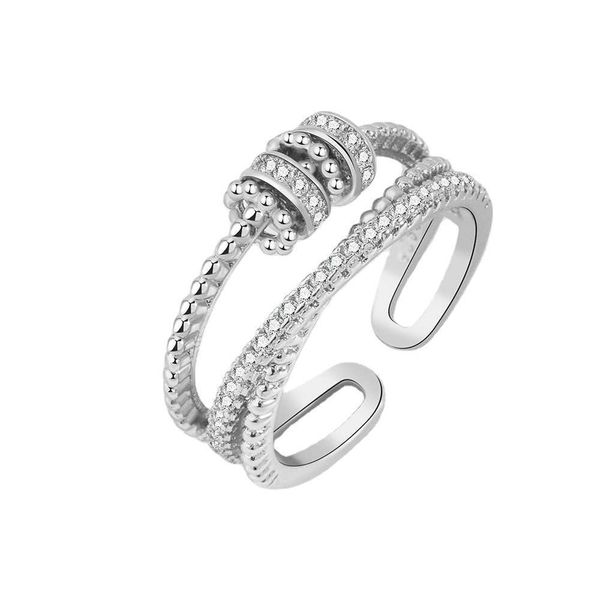 

wedding rings new fidget ring design zircon jewelry rotatable open anti-anxiety rings relieving fidget spinner rings copper zhejiang for wom, Slivery;golden