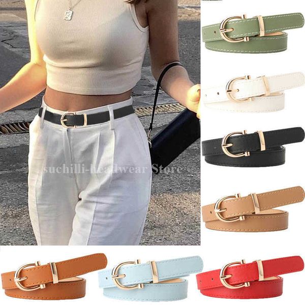 

belts 2023 ikat pinggang wanita baru kulit pu sabuk gesper logam sederhana gaun anak perempuan celana jeans sabuk pinggang untuk wanita mere, Black;brown