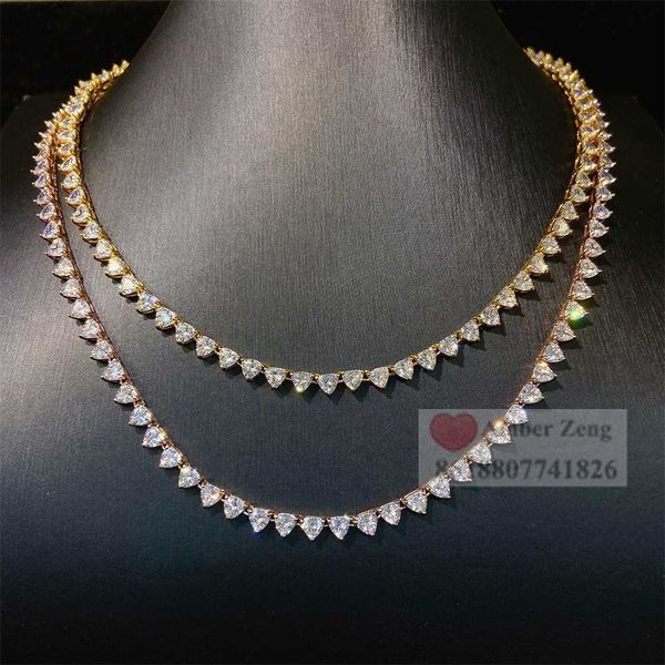 

new product vvs diamond trillion cut 925 sterling silver white gold plated tennis chain moissanite necklace