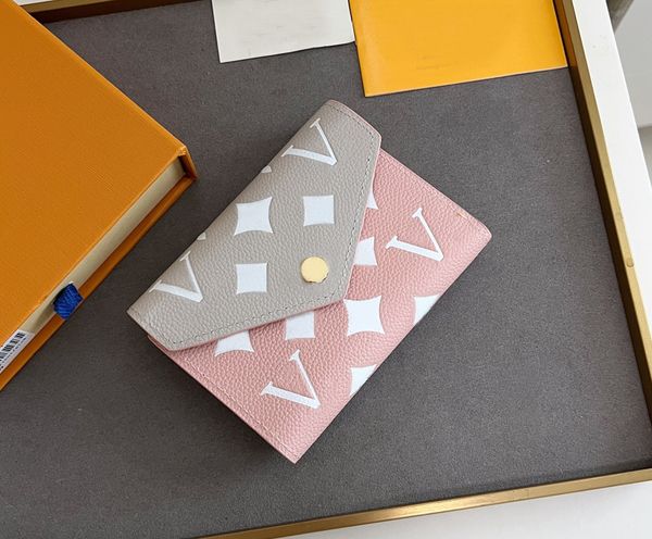 

designer womens wallets luxury victorine purses embossed flowers letters empreinte short credit card holder ladies fashion money clutch bags, Red;black