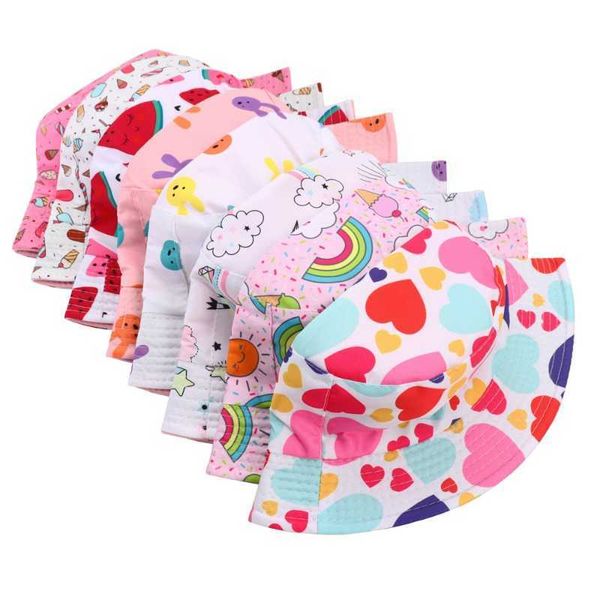 

caps s double sided baby bucket cute letter embroidered children boys girls fisherman cap spring summer outdoor kid sun hat p230424, Yellow