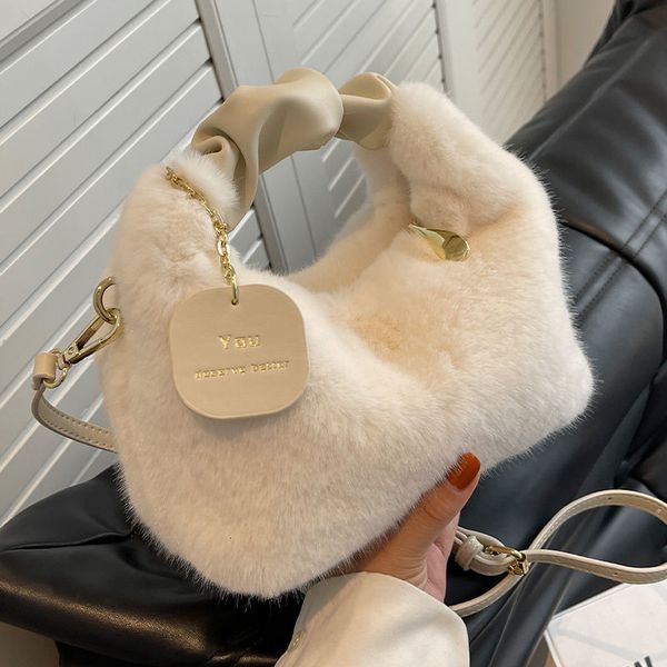 

evening bag faux fur handbags zipper small lady shoulder crossbody casual tote halfmoon hobos winder 230424