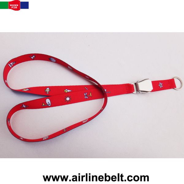 

red blue printed cartoon pattern airways airplane seat belt buckle lanyard pilot keychain crew's id card holder usb phone snap clasp cl