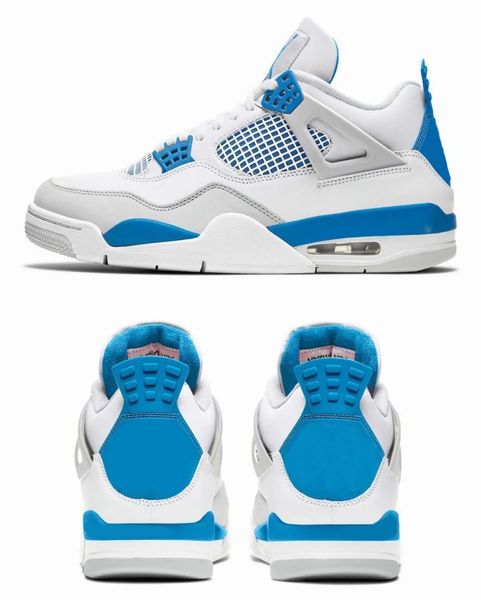 

2024 authentic shoes 4 4s military blue basketball sports sneakers mens white neutral grey with original box