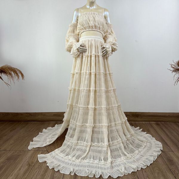 

maternity dresses don judy floral chiffon with shiny silk pography dress a suit gown pregnant po shoot woman clothes party costume 230424, White