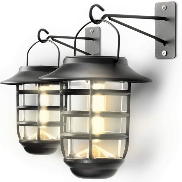 

10-lumen solar wall-mounted led lantern lights, 2 pack