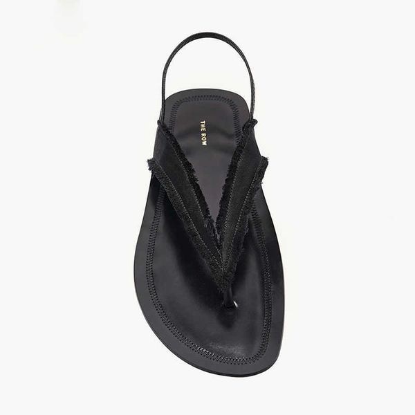 

designer the row sandals french lady leather toe clip square kitten heel luxury casual comfortable outdoor party slippers kh0s, Black