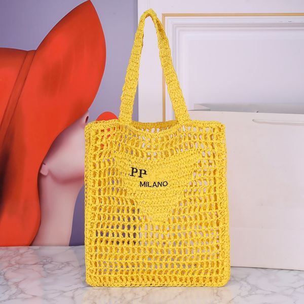 

designer bag luxury brand pra raffia tote bag summer hollow out colourful beach bag embroidered handbag straw and wicker woven shoulder bag