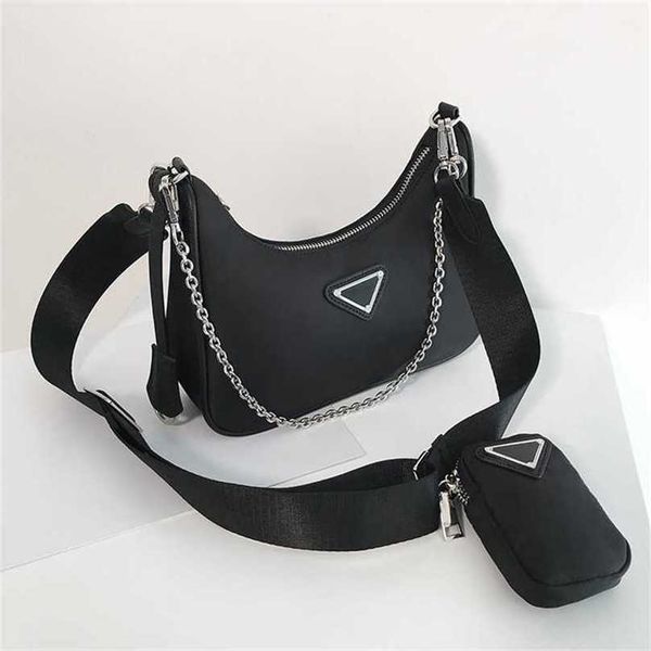 

designer bag three in one hobo chain bag underarm bag niche high-end texture bag 2023 new women's bag nylon crossbody bag factory outle