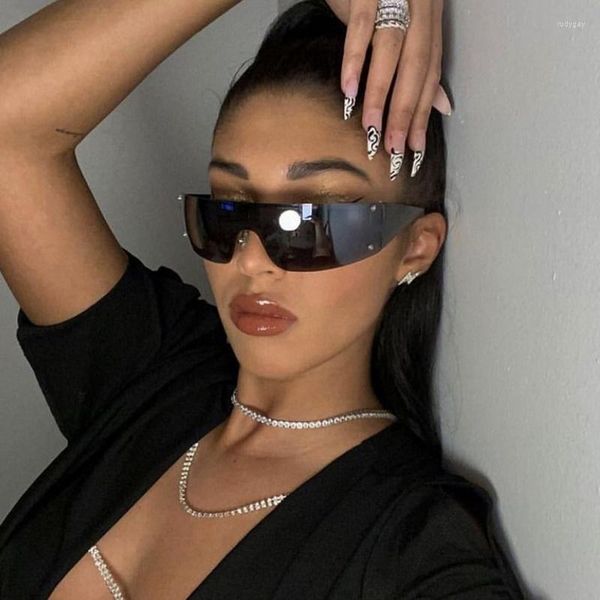 

sunglasses punk 2000's women one piece designer sun glasses uv400 shades eyewear fashion y2k eyeglasses, White;black