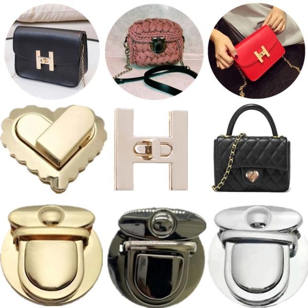 

bag parts accessories 3 model tas perangkat keras kunci tangkapan tangan putar penjepit jepret untuk bahu gesper logam aksesori penutup diy, Black