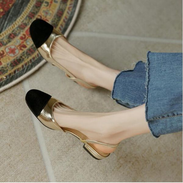 

white gold slingbacks shoes 2023 fashion strap cover toe lady wedding dress shoes mixcolor mary jane shoe, Black