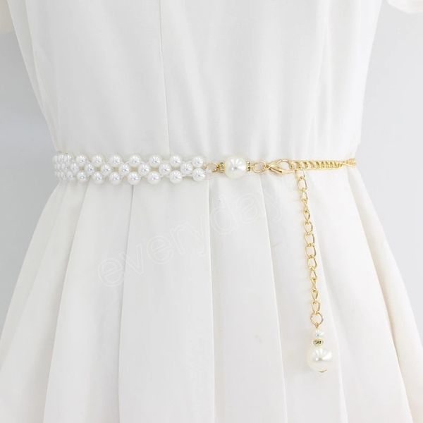 

large pearl waist chain women's elastic belt decoration all-match skirt fashion casual luxury design girdle women's belt