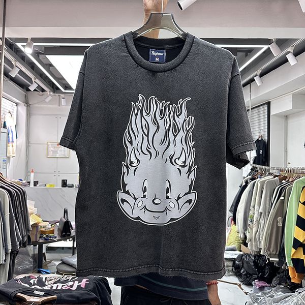 

cartoon print t-shirt men women 1 quality vintage t shirt tee, Black;brown