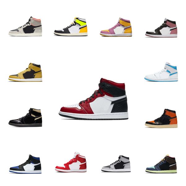 

jorden 1s jumpman 1 mens basketball shoes high og sneaker lucky green chicago lost and found patent bred true university blue dark mocha men