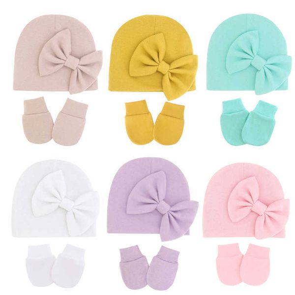 

caps girl hat gloves set cotton newborn beanie for girls accessories baby cap toddler infant bonnet hats new born gift p230424, Yellow