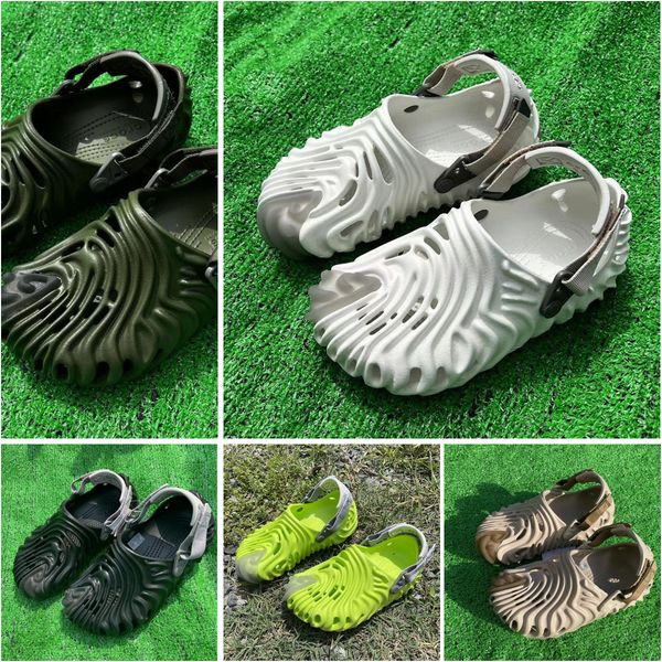2023 Sandal Crocs Fingerprint Hollowing EVA salehe bembury pollex clog Men Woman Sandals Slides Slippers Summer Brown Flat slide slipper Hook & Loop