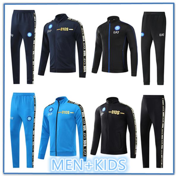 

22 23 napoli tracksuit long zipper jacket football kit 2023 ssc naples ae7 d10s hommes training suit wear formation tuta chandal squitude jo, Black