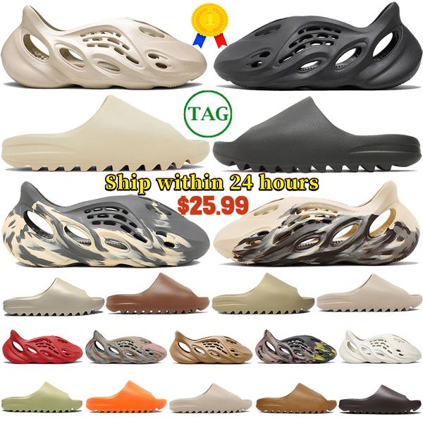 

designer slippers foam runner men women slide sandal onyx sand bone resin stone sage black grey slider slipper summer beach sandals slides s