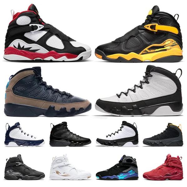 

2023 jumpman 8 9 og men basketball shoes retro 9s fir red particle grey racer university blue bred patent anthracite light olive concord men, Black