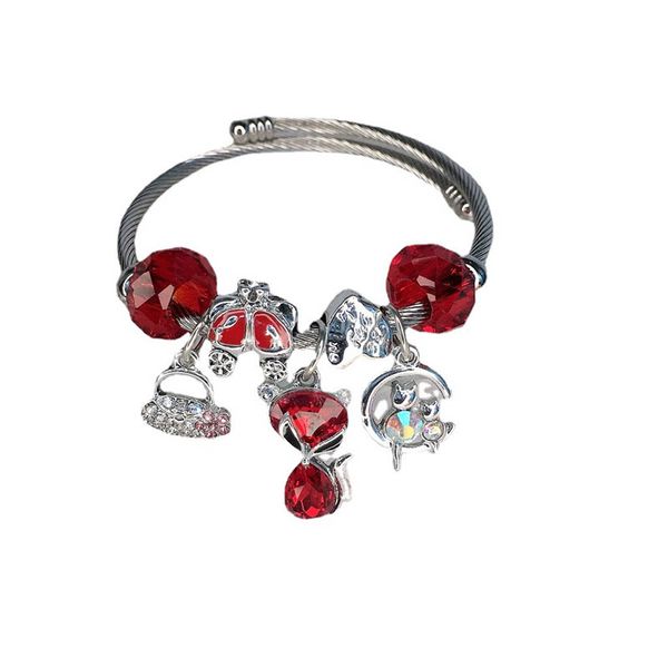 

special metal rope bangle colors lovely crystal fox charms bracelets, Black