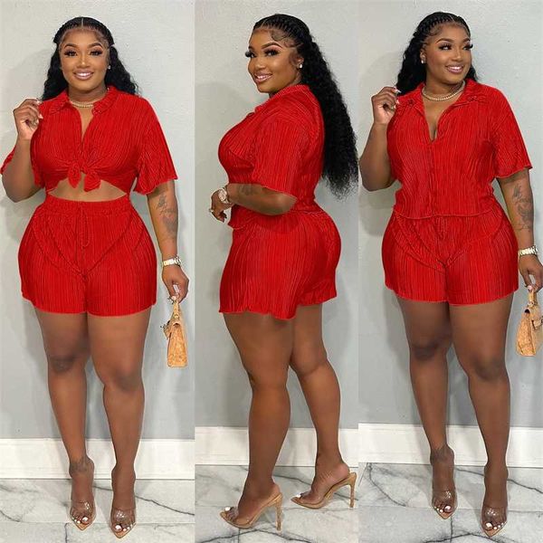 

womens designer tracksuit multicolors suits 2023 summer fashion pleated fabric casual shorts short sleeve two piece set, White
